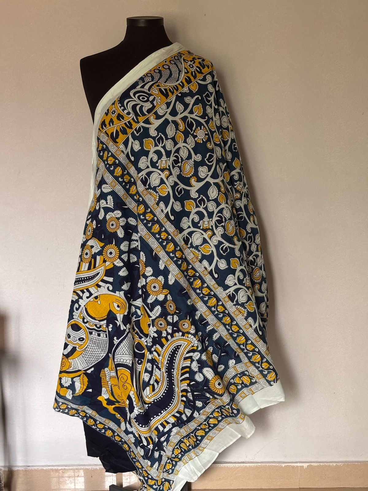 Vasantika (वसन्तिका) Jaipur Hand Block printed Soft Cotton Sarees, Kalamkari design VA02