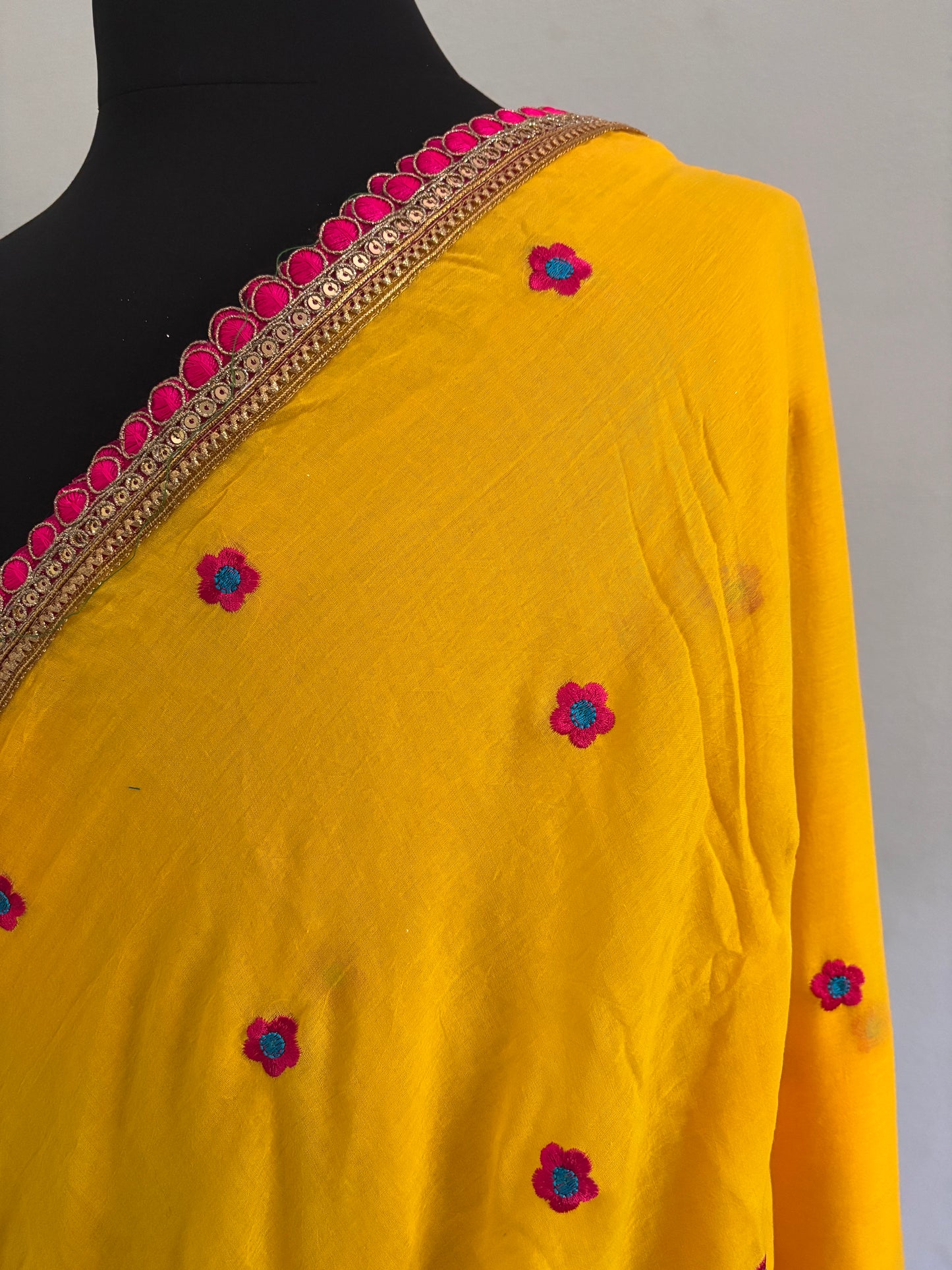 Viharika Embroidery Lace Sarees : Haldi Yellow