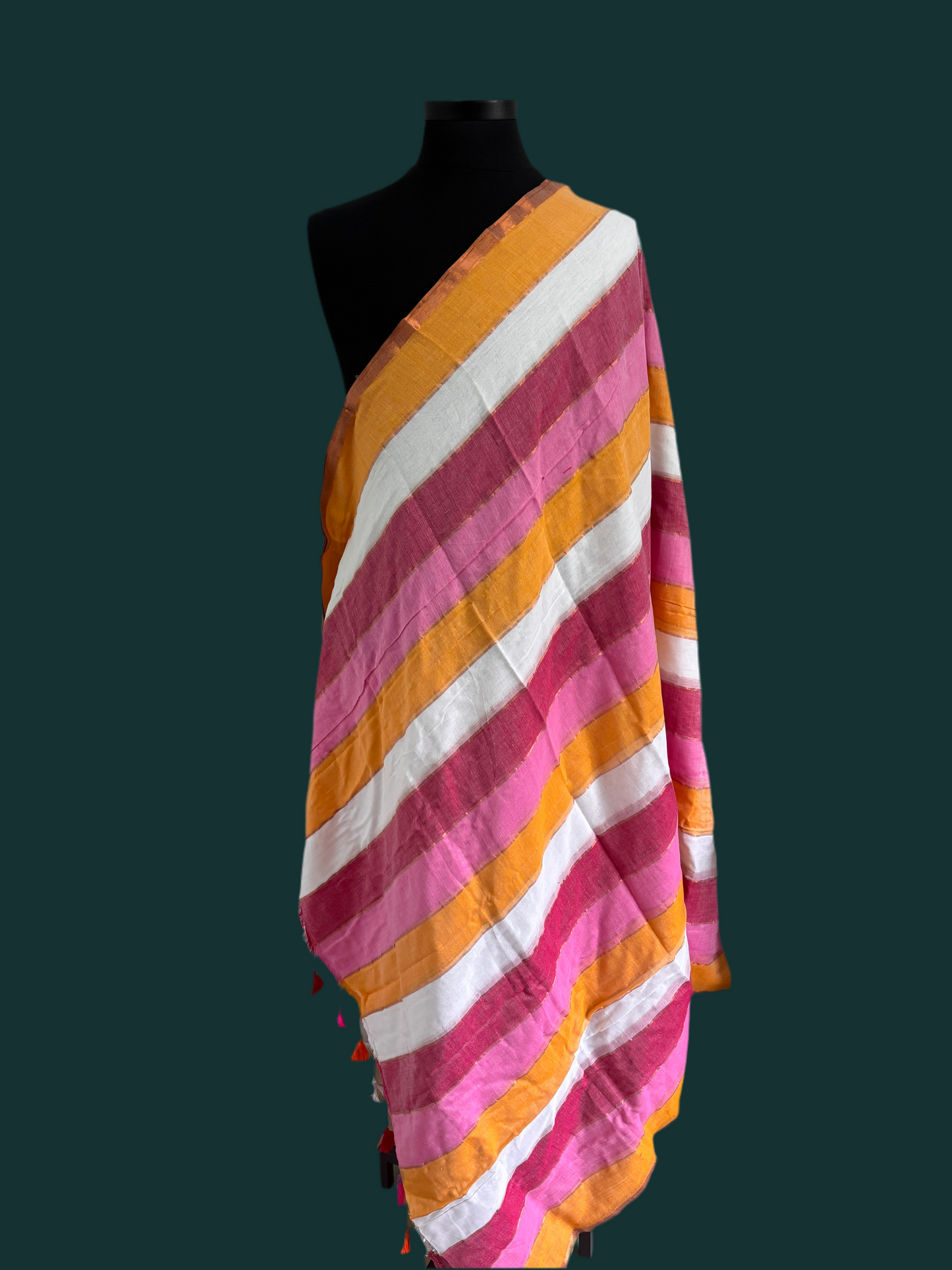 Krithika soft cotton multicolour Saree with copper border K01