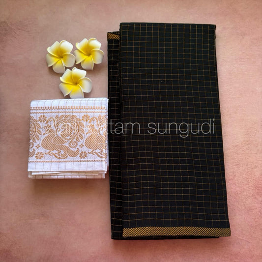 Tarangini : Sungudi Cotton zari kattam handloom Saree with Blouse TA11