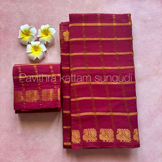 Tarangini : Sungudi Checks /Pavithra Kattam Sungudi Cotton Handloom Saree with Blouse TA05