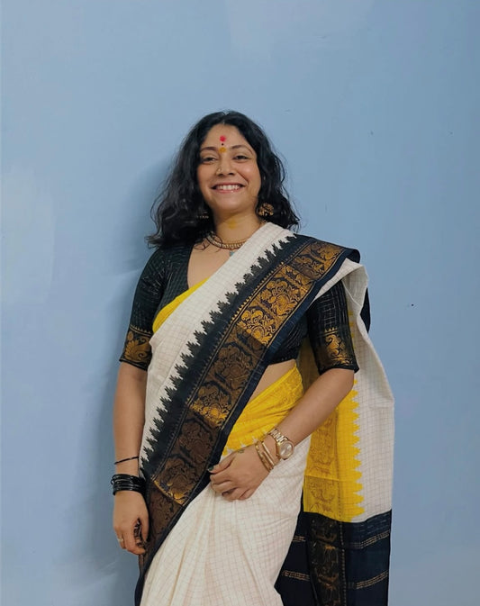 Tarangini : Abhaya Hiranmayi fame Ganga Jamuna Sungudi Cotton Handloom Saree with Blouse TA06