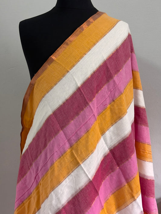 Krithika soft cotton multicolour Saree with copper border K01