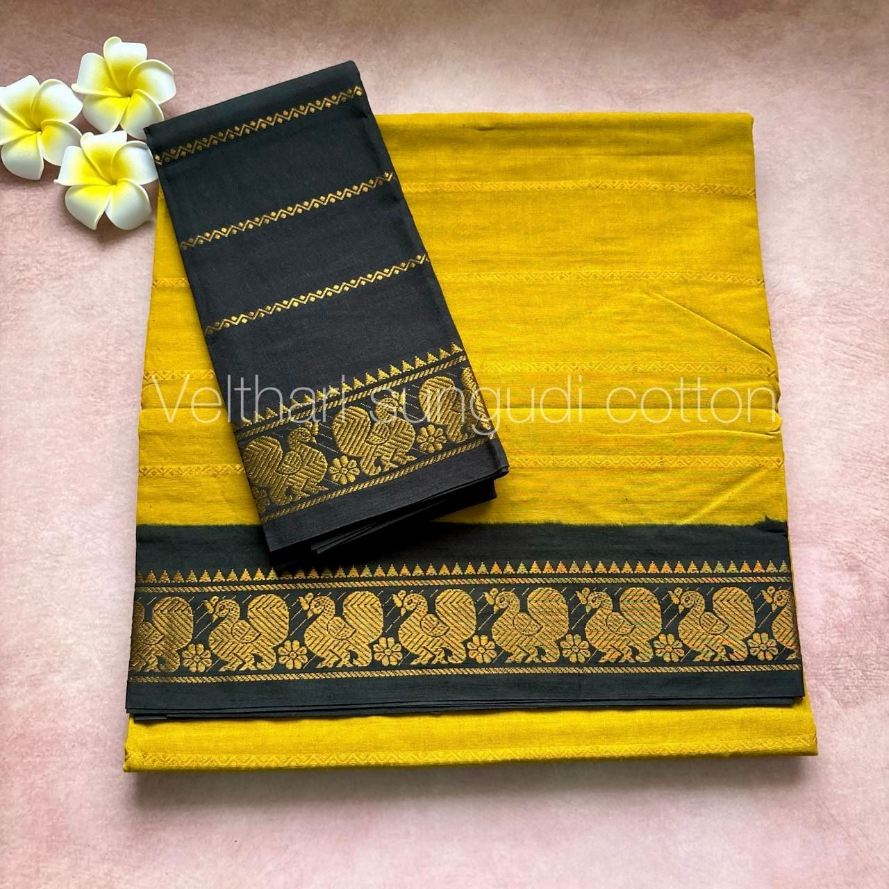 Tarangini : Premium Quality Velthari Sungudi Cotton Handloom Saree with Contrast Blouse TA04