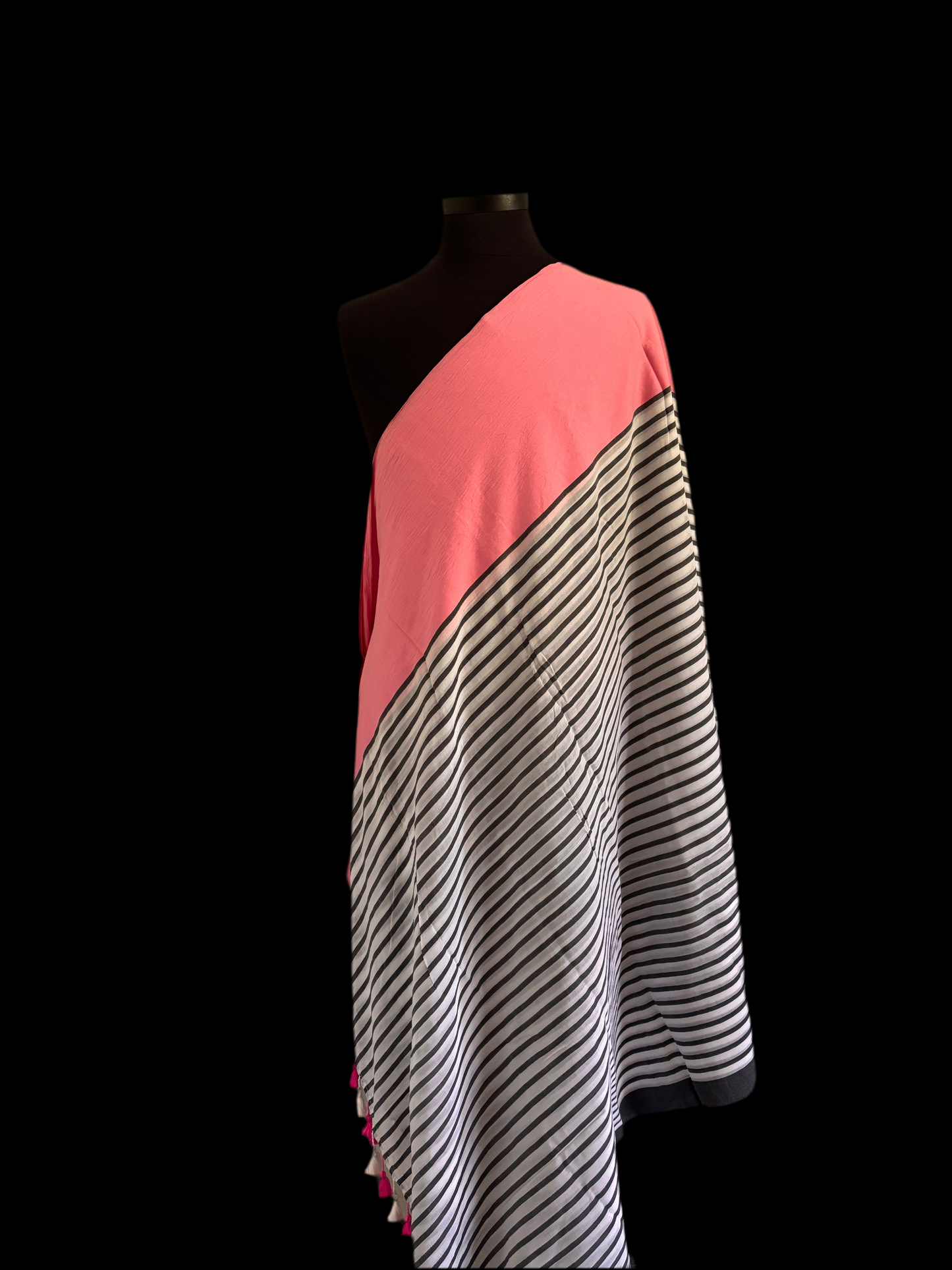 Viharika Black and Pink Soft Cotton Sarees