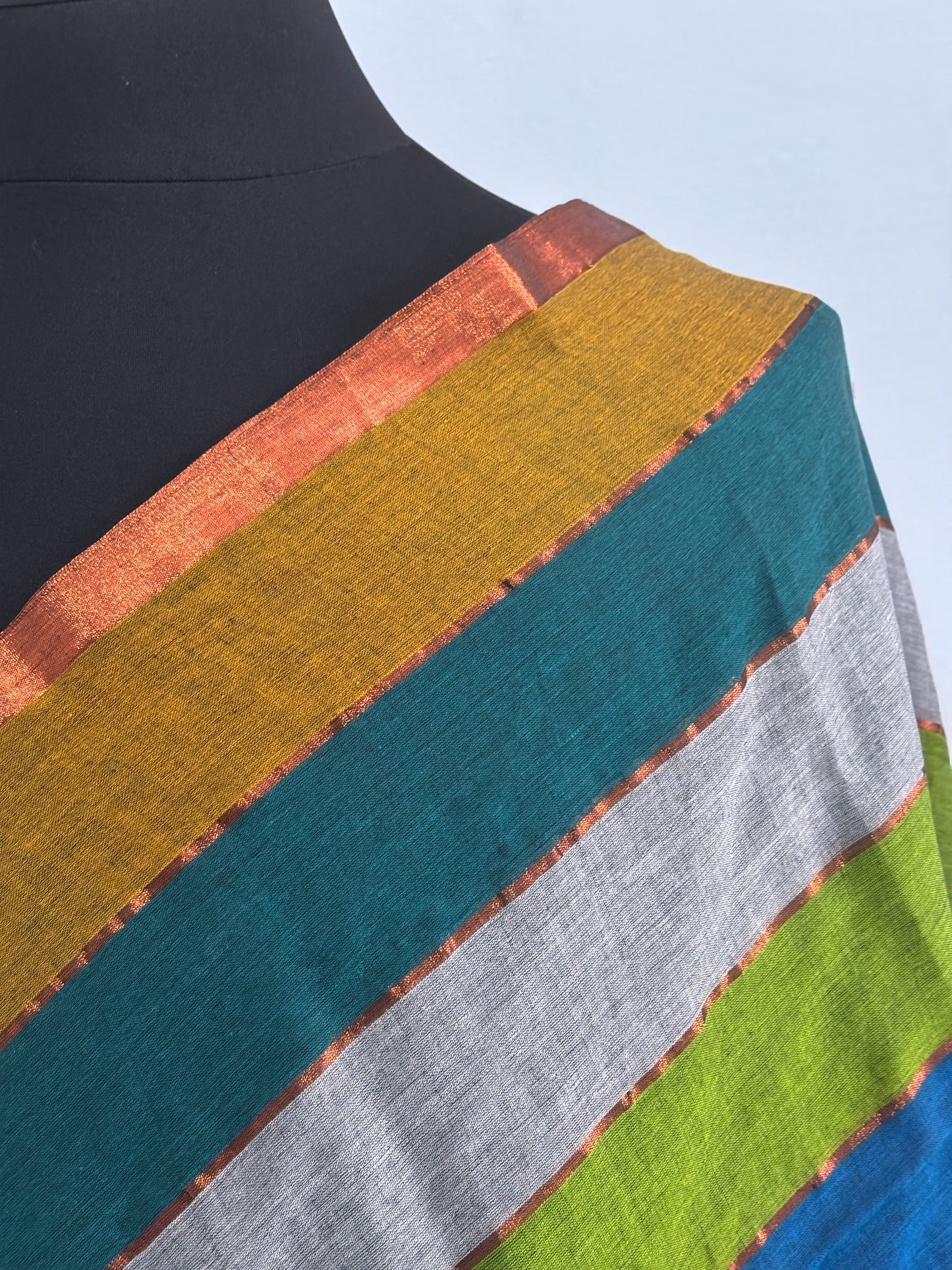 Krithika soft cotton multicolour Saree with copper border K02